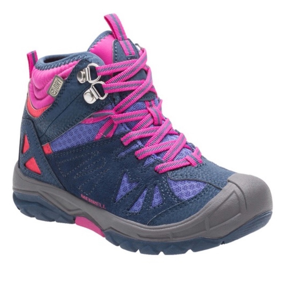 Merrell Navy Pink Purple Kids Waterproof Hiker Boot